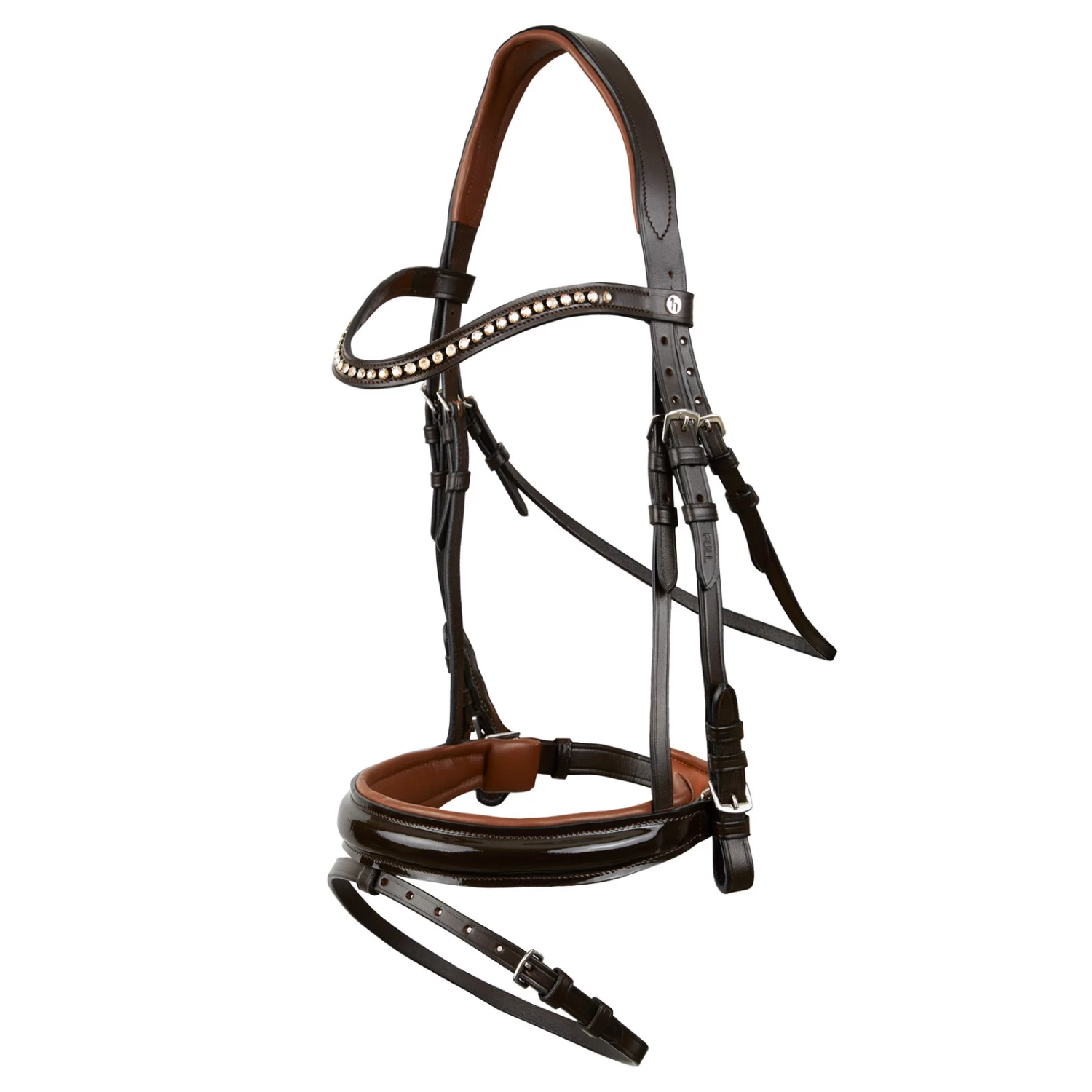 Horze Classic Dressage Ergonomic Bridle With Curved Browband - Brown/Brown - Image 2