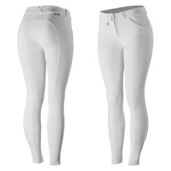Horze Grand Prix Womens Silicone Knee Patch Breeches - White