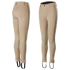 Horze Kids Nora Pull On Knee Patch Jodphur Breeches - Tan