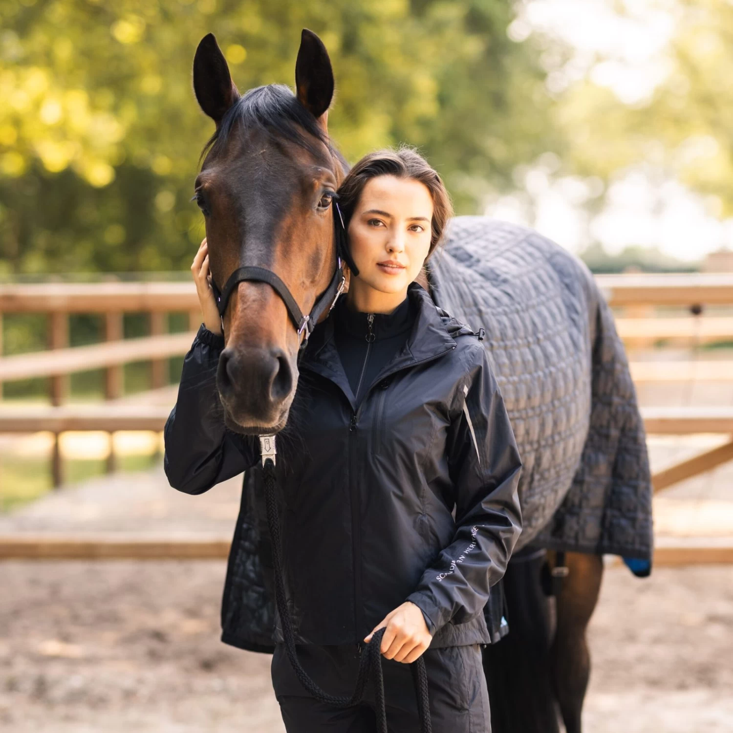 Horze Alexis Womens Waterproof Shell Jacket - Caviar Black - Image 2