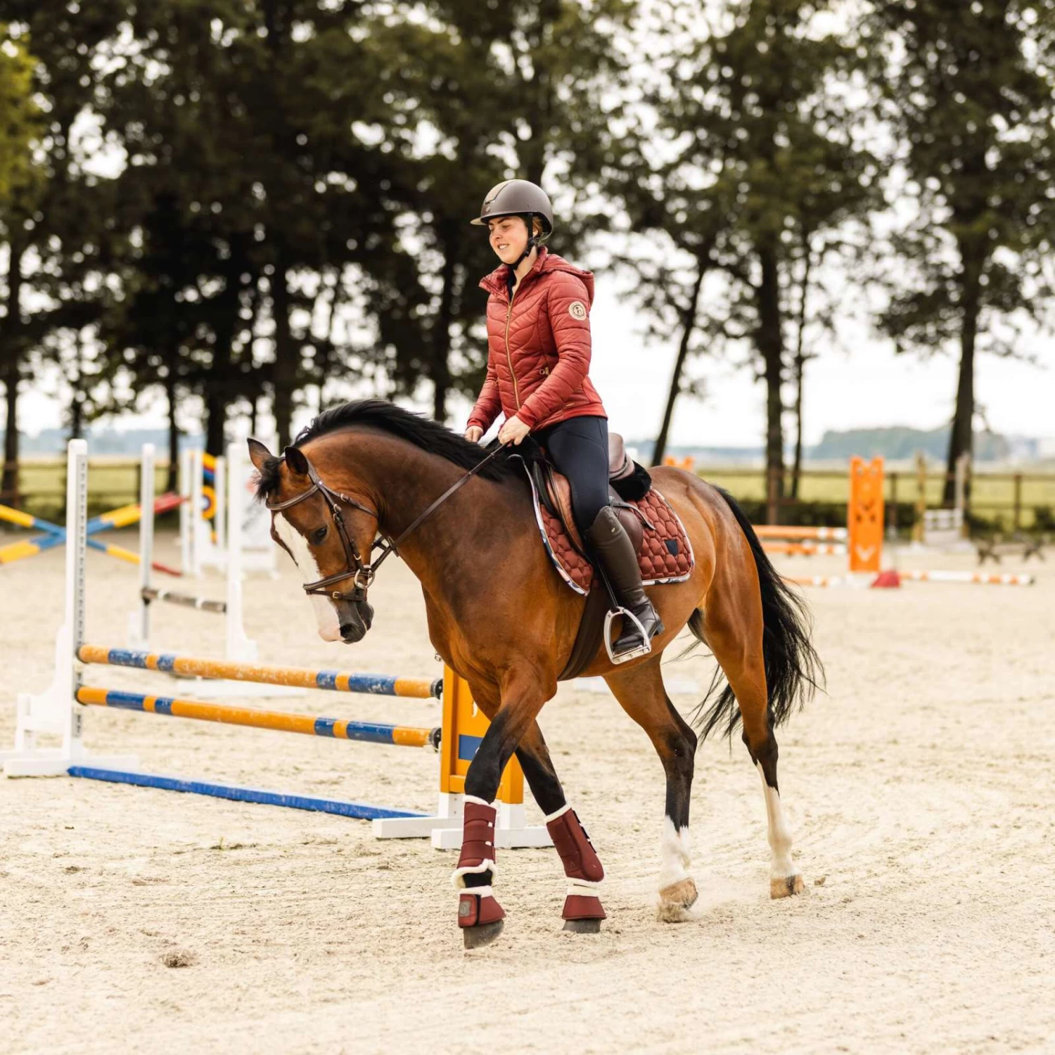 Horze Terrazzo Bell Boots With Fleece - Smoked Paprika - Image 2