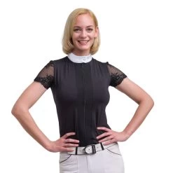 Cavalliera Angel Short Sleeve Show Shirt - Black