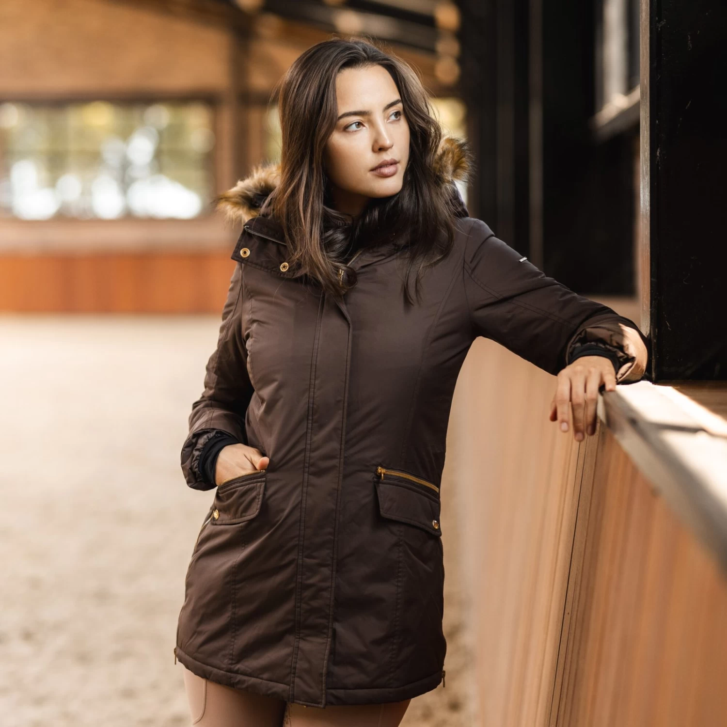 Horze Mikaela Womens Parka Winter Jacket - Chocolate Martini - Image 2