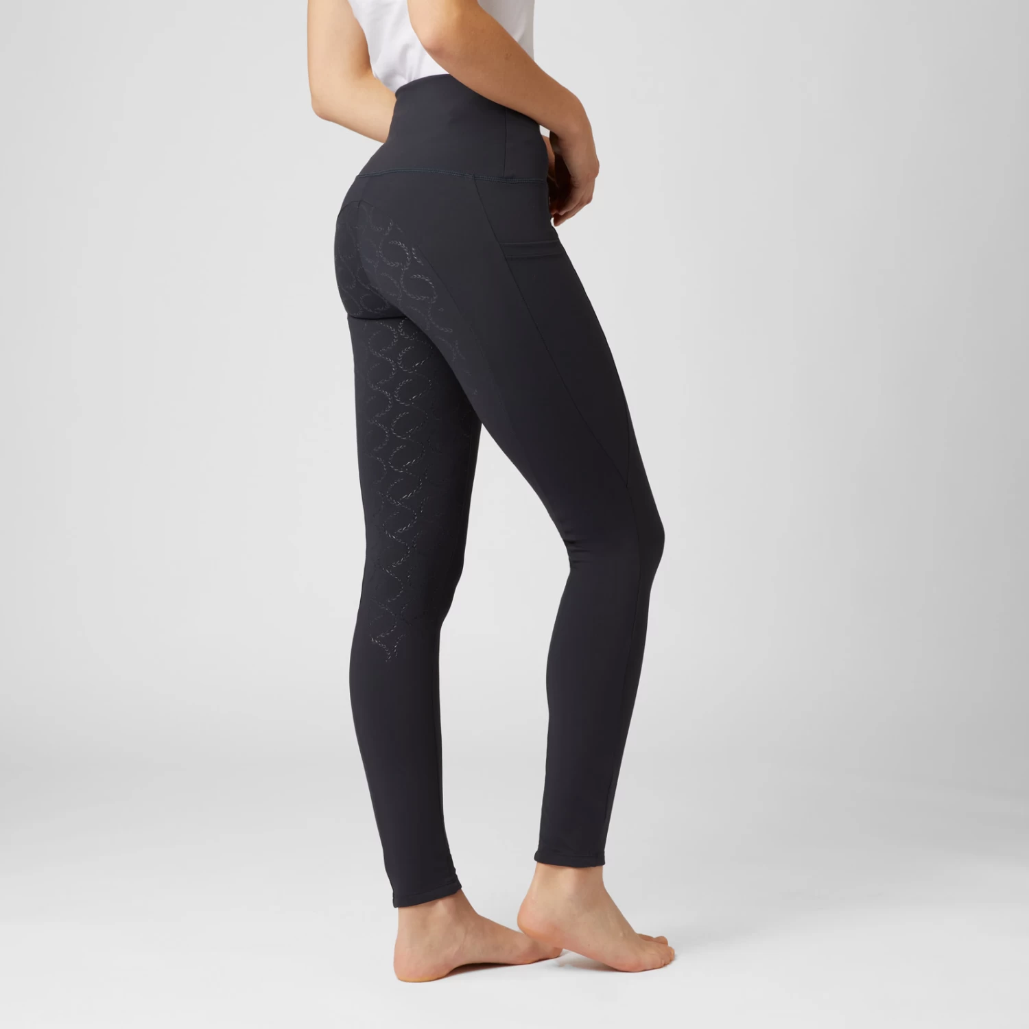 Horze Gillian Womens Silicone Full Seat Tights - Dark Navy - Image 3