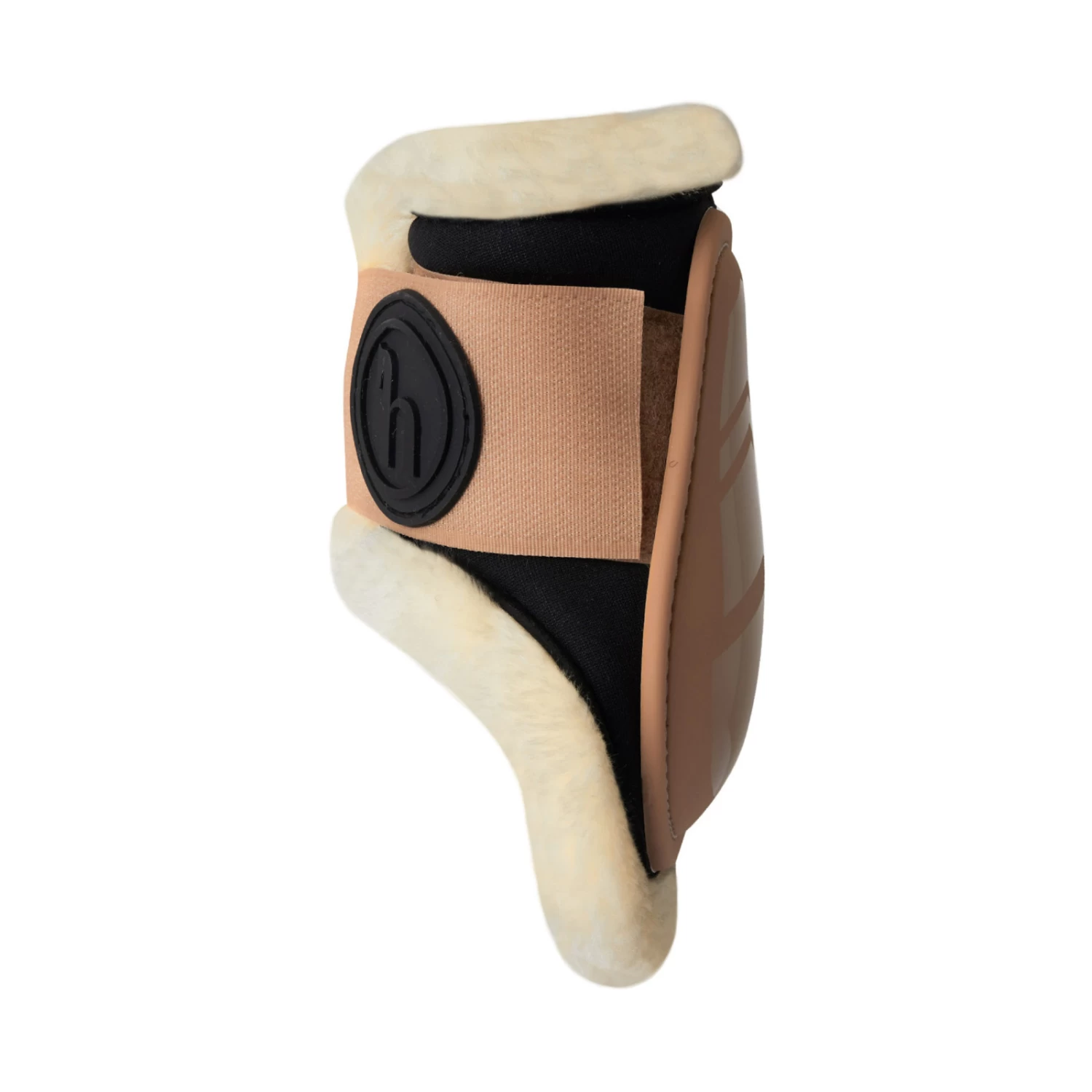 Horze Caliber Fleece Hind Fetlock Boots - Biscuit Brown - Image 2
