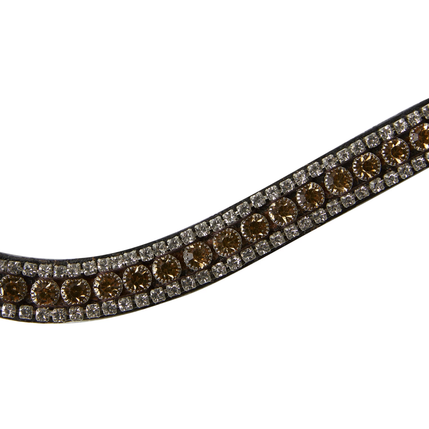 Horze Columbia Browband With Crystals - Brown/Gold - Image 2
