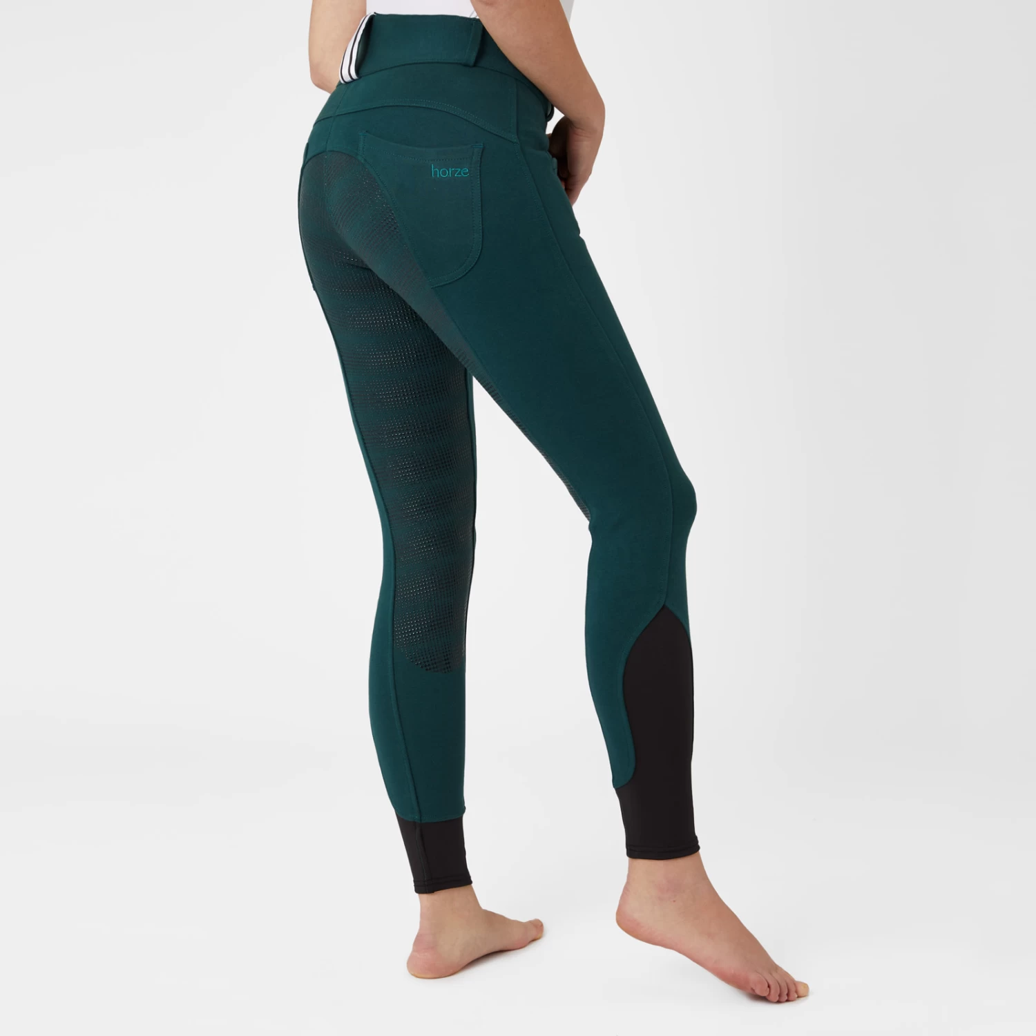 Horze Eden Womens Full Seat Breeches With Elastic Leg - Bearing Sea - Image 8