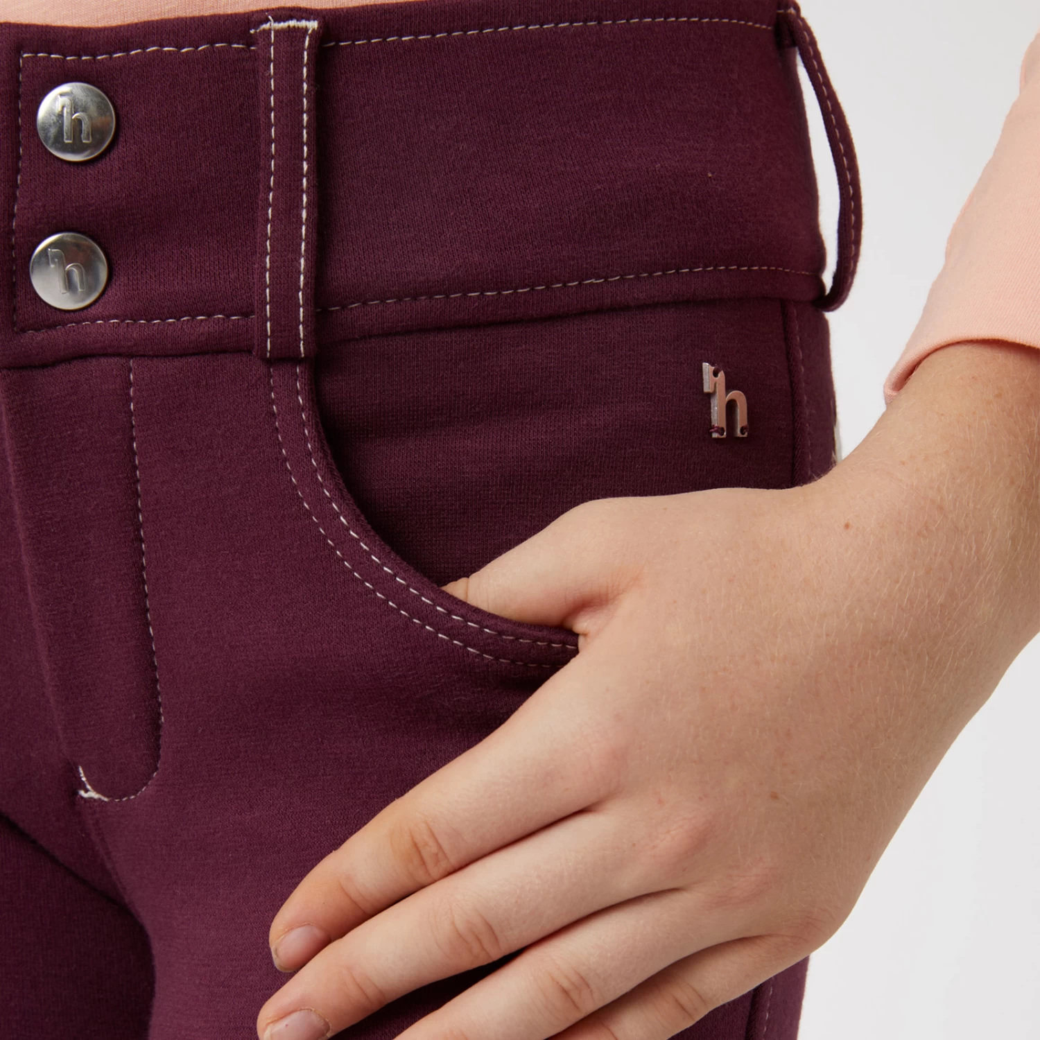 Horze Morgan Kids Full Seat Breeches - Fig Purple - Image 2