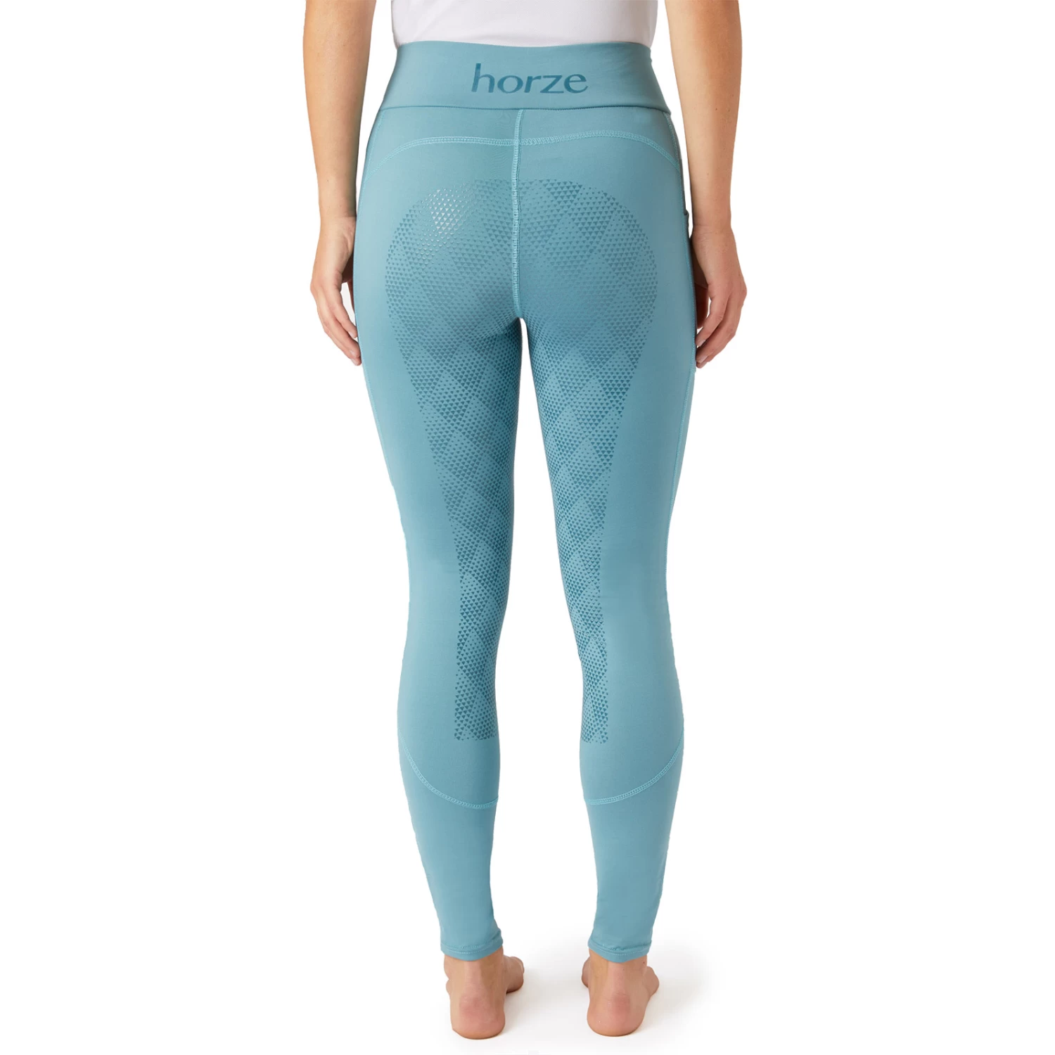 Horze Tifa Womens High Waist Full Seat Tights With Phone Pocket - Artic Light Blue - Image 3