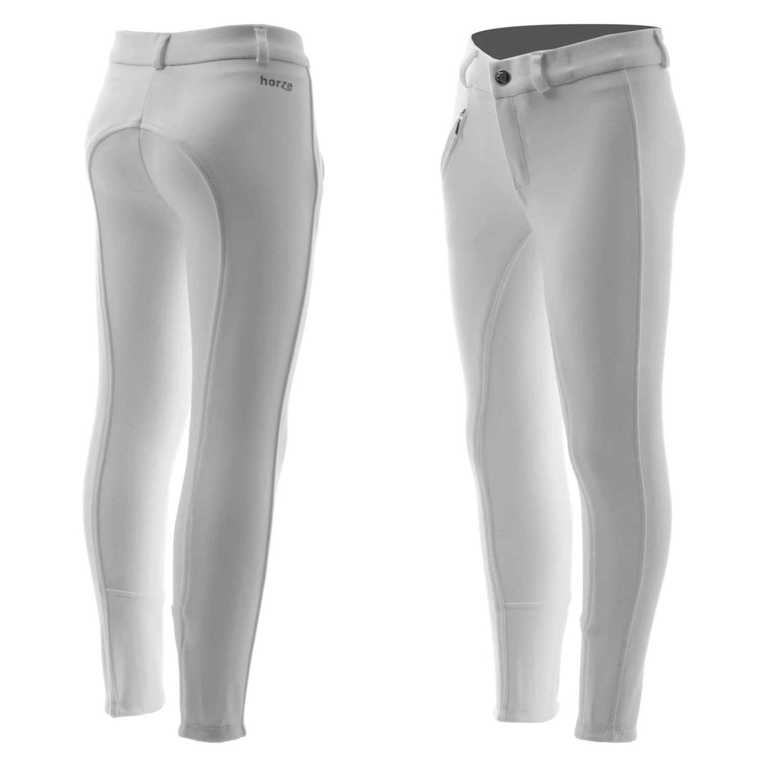Horze Active Kids Silicone Full Seat Breeches - Tan - Image 9