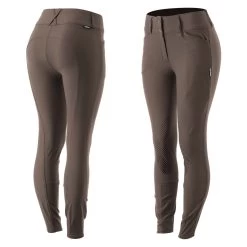 Horze Grand Prix Pro Womens High Waist Knee Patch Breeches - Iron Grey Brown