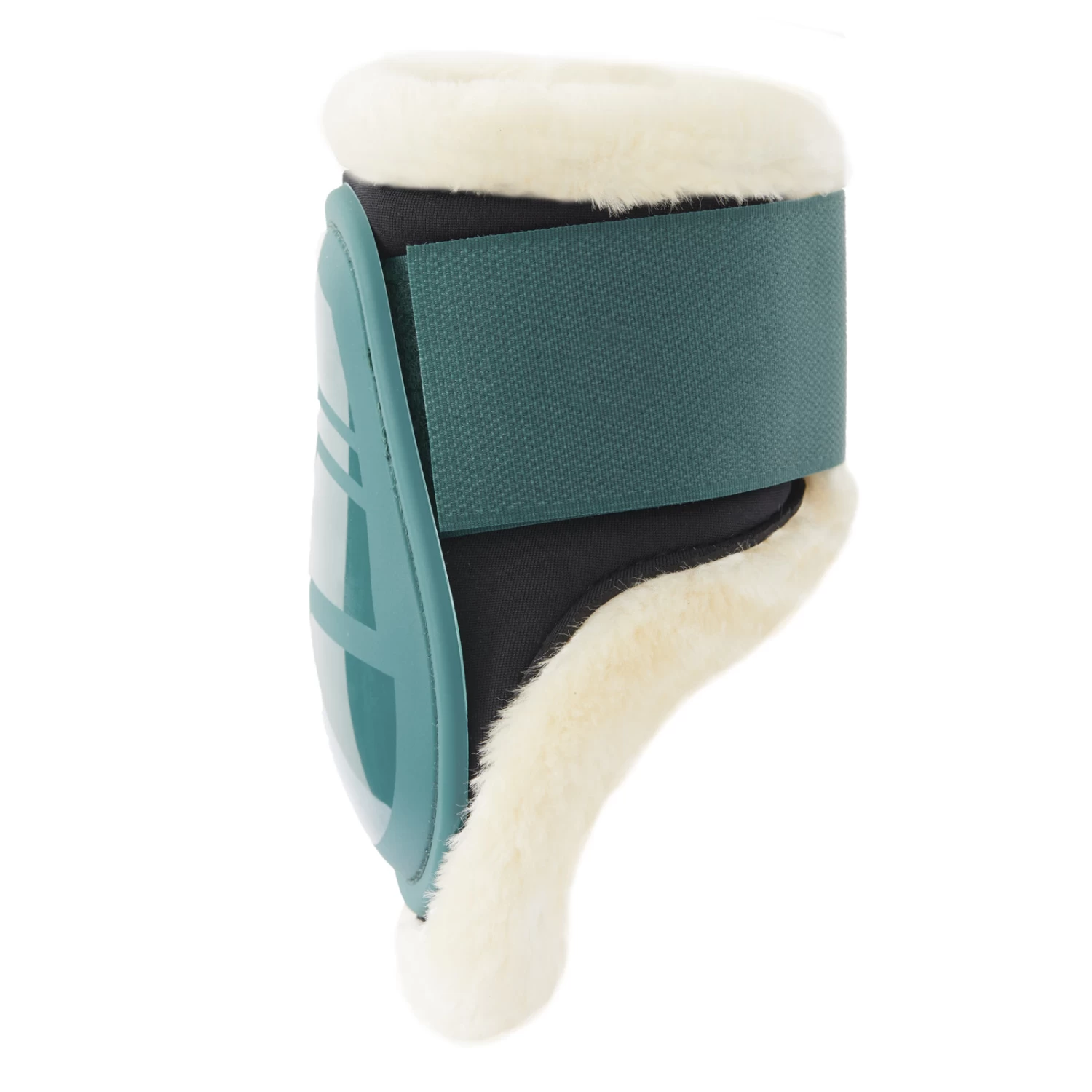 Horze Caliber Fleece Hind Fetlock Boots - Storm Green - Image 2