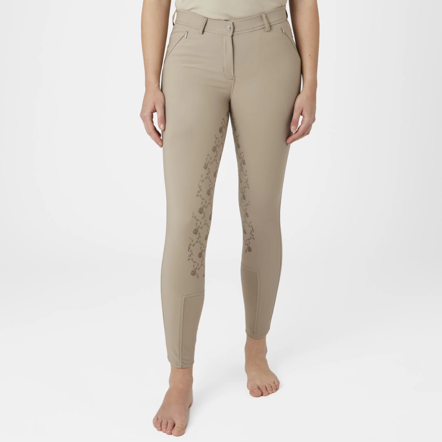 Horze Kaitlin Womens Full Seat Breeches - Plaza Taupe Light Brown - Image 3