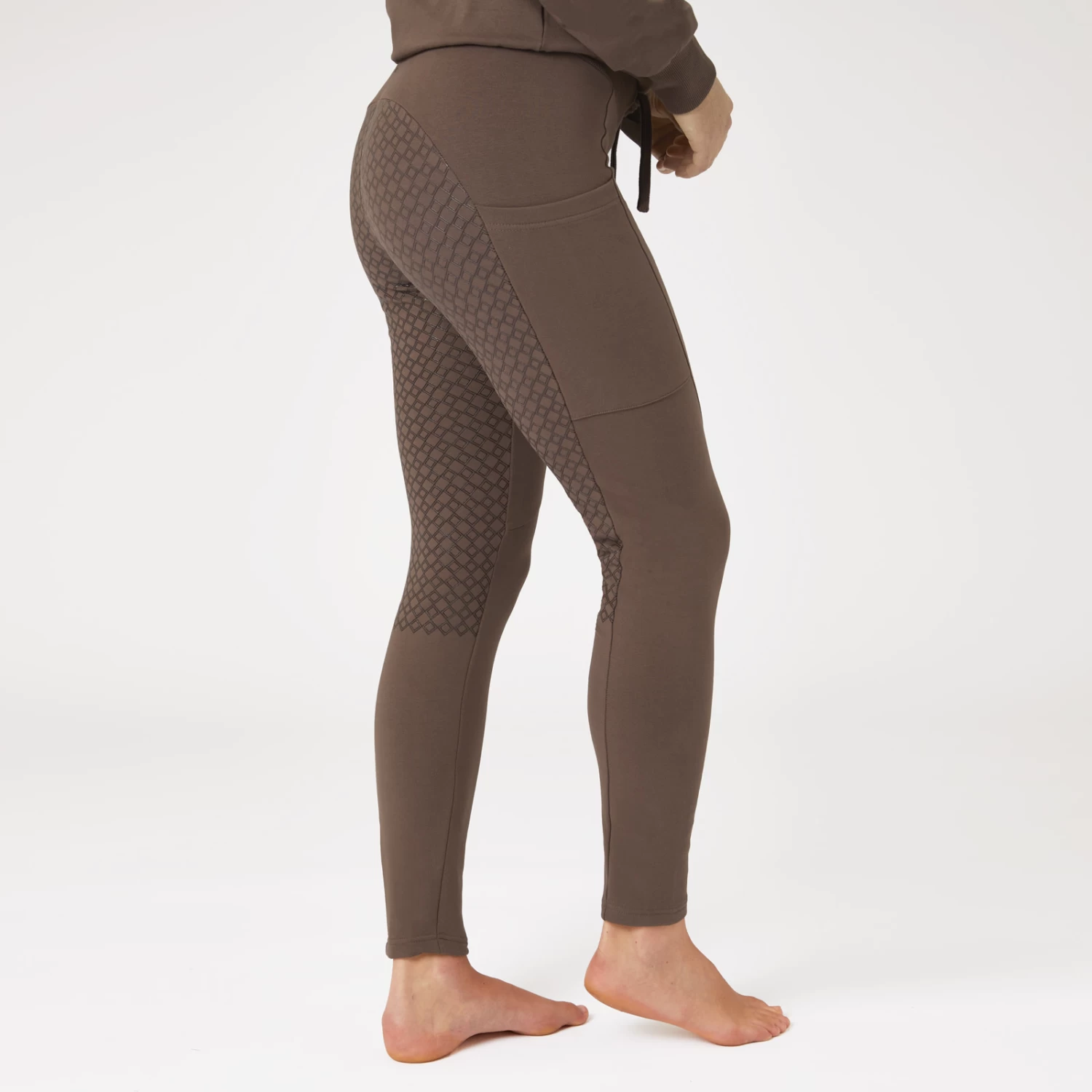 Horze Jade Womens Cotton Stretch Full Seat Riding Tights - French Roast - Image 3