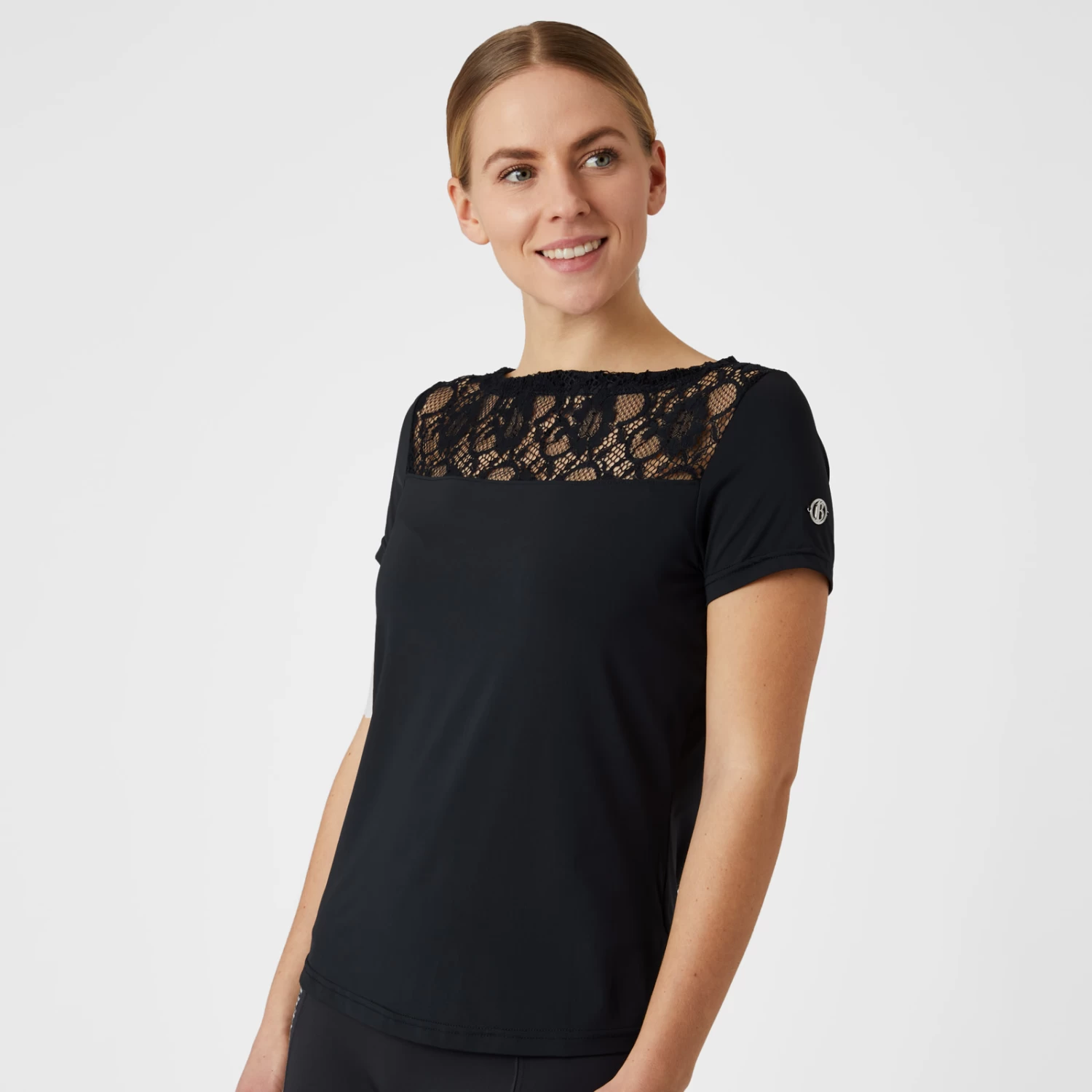 B Vertigo Natalia Womens Boat Neck Shirt With Lace Detail - Dark Navy - Image 3