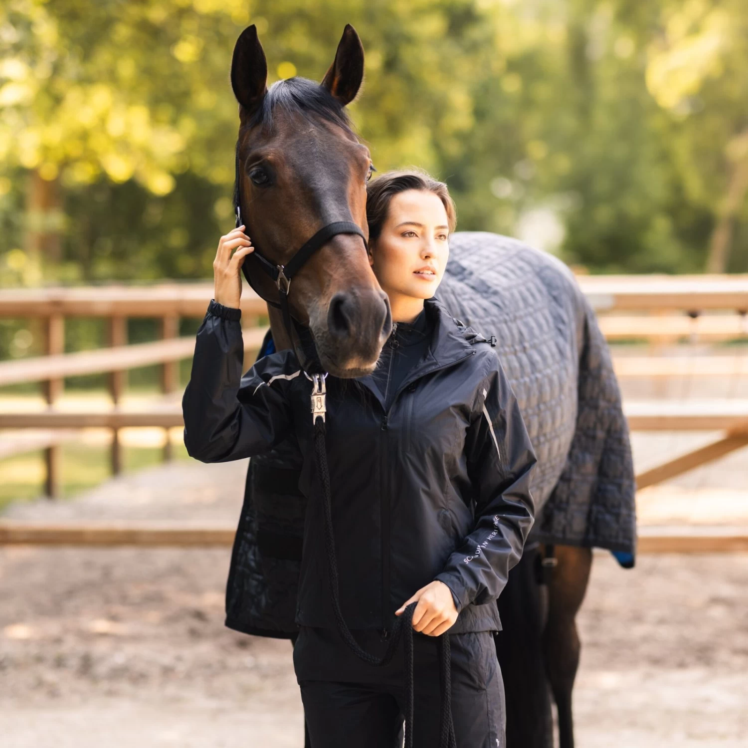 Horze Alexis Womens Waterproof Shell Jacket - Caviar Black - Image 5