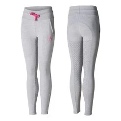 Horze Elinor Kids Cotton Stretch Riding Tights - Ash Gray