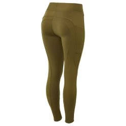 Horze Active Womens Winter Silicone Full Seat Tights W/ Phone Pockets - Dark Olive