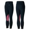 Horze Kids Knitted Knee Patch Breeches - Dark Blue/Pink