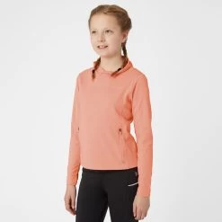 Horze Lou Kids Technical Training Shirt With High Neck - Peach Amber Pink