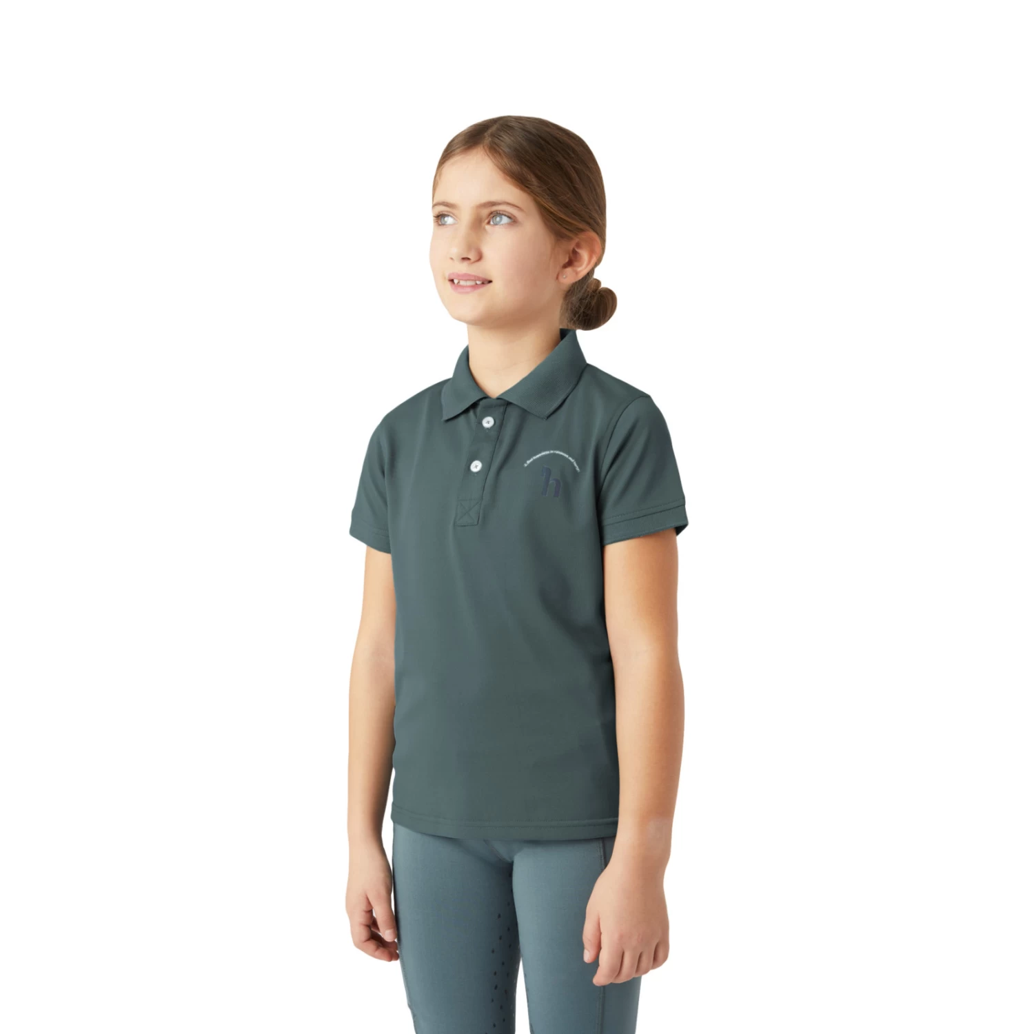 Horze Rae Kids Technical Polo Shirt - Goblin Blue