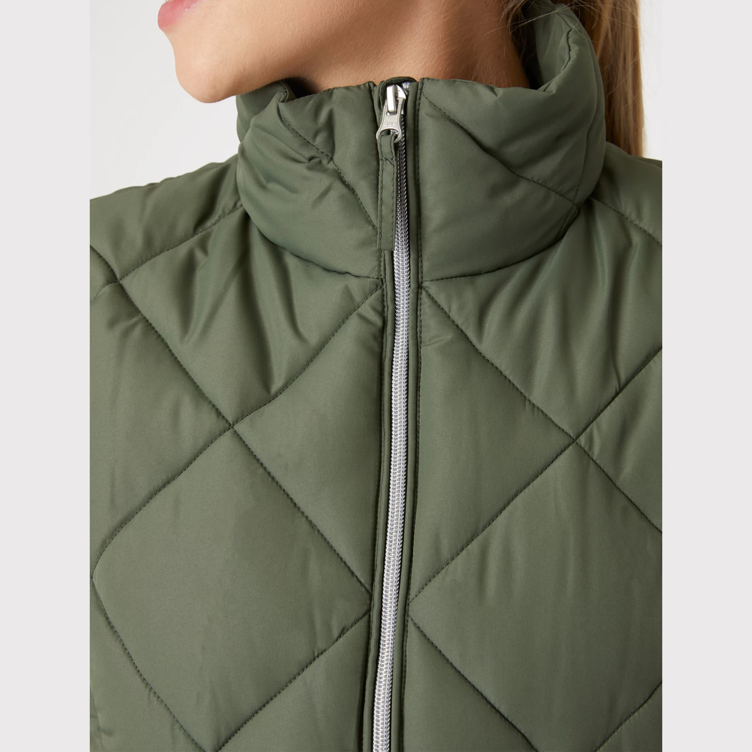 Horze Carola Womens Padded Vest - Beetle Khaki Green - Image 3