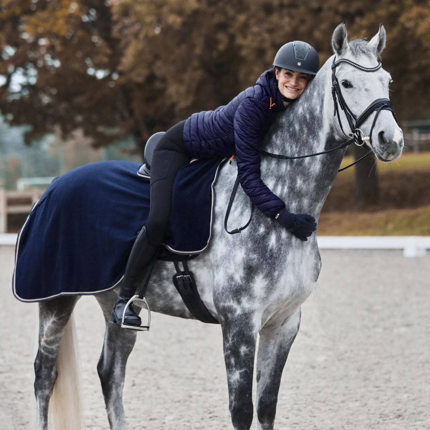 Horze Kiel Riding Rug With Fleece - Dark Navy - Image 4