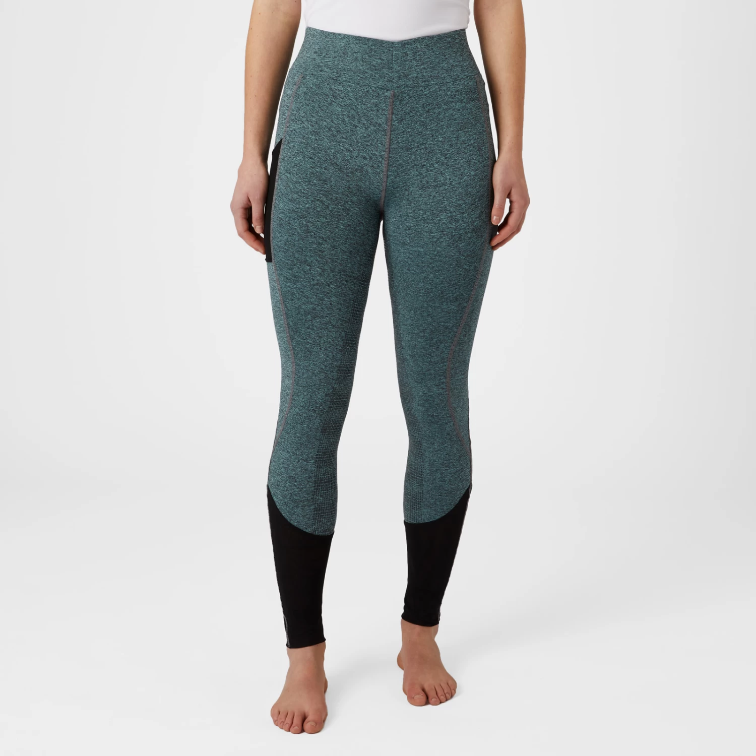 Horze Selena Womens Sporty Riding Tights With Mesh Lower Leg - Light Blue/Montauk Navy - Image 3