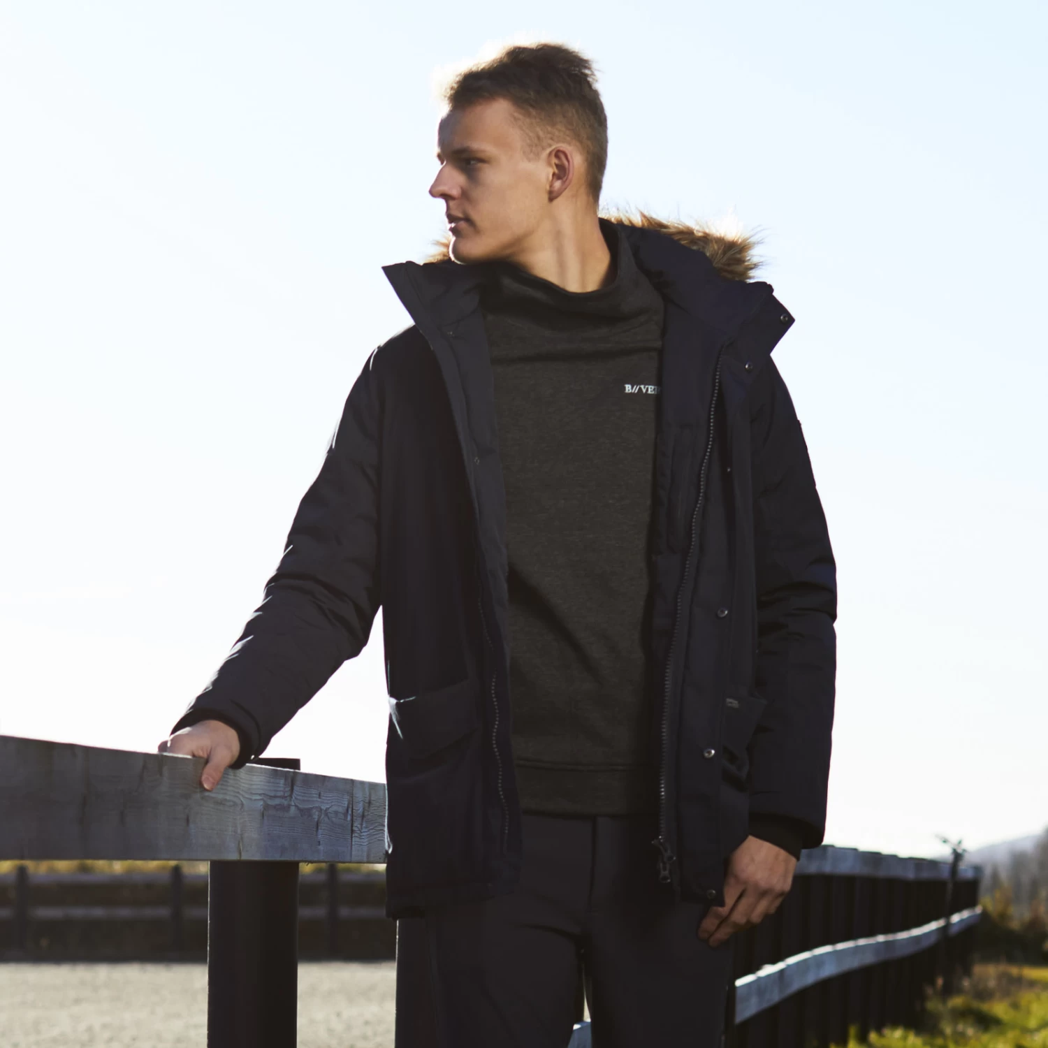 B Vertigo Garren Mens Winter Parka Jacket - Dark Navy - Image 2