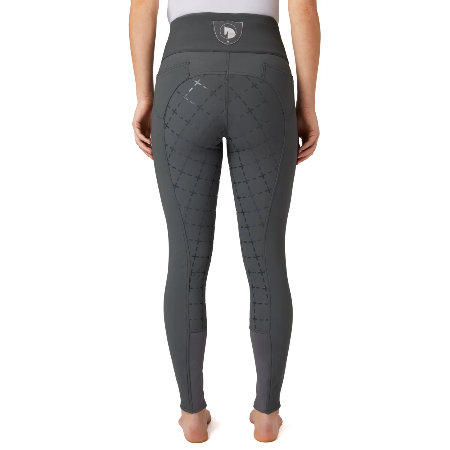 Horze Desiree Womens Silicone Full Seat Hybrid Breeches - Charcoal Grey - Image 3