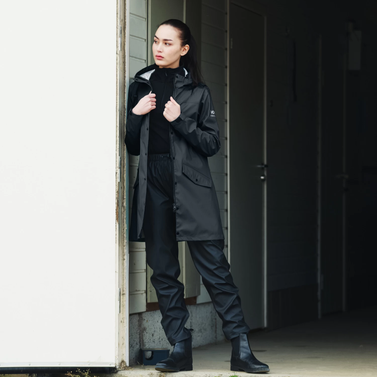 Horze Billie Womens Rain Jacket - Black - Image 3