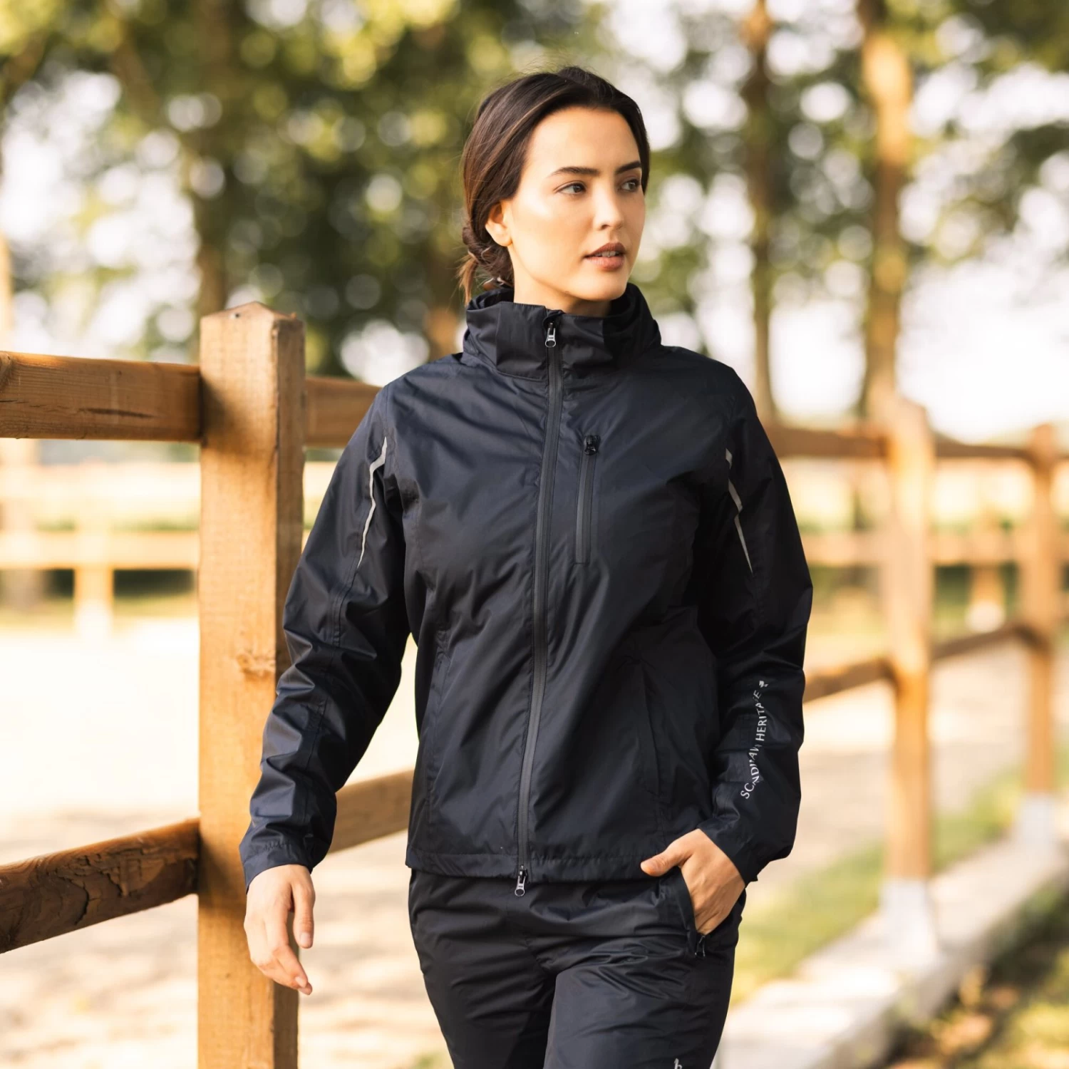 Horze Alexis Womens Waterproof Shell Jacket - Caviar Black - Image 6