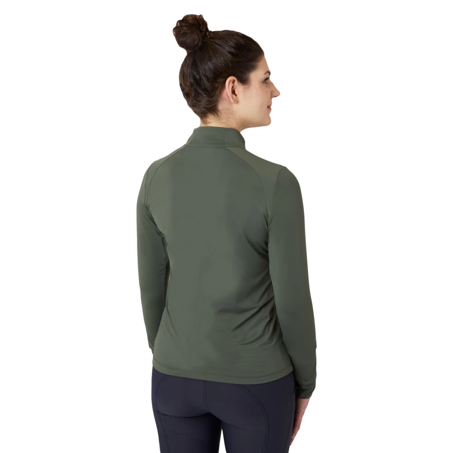B Vertigo Sidney Womens Long Sleeved Ventilated Half Zip Shirt - Beetle Green - Image 2