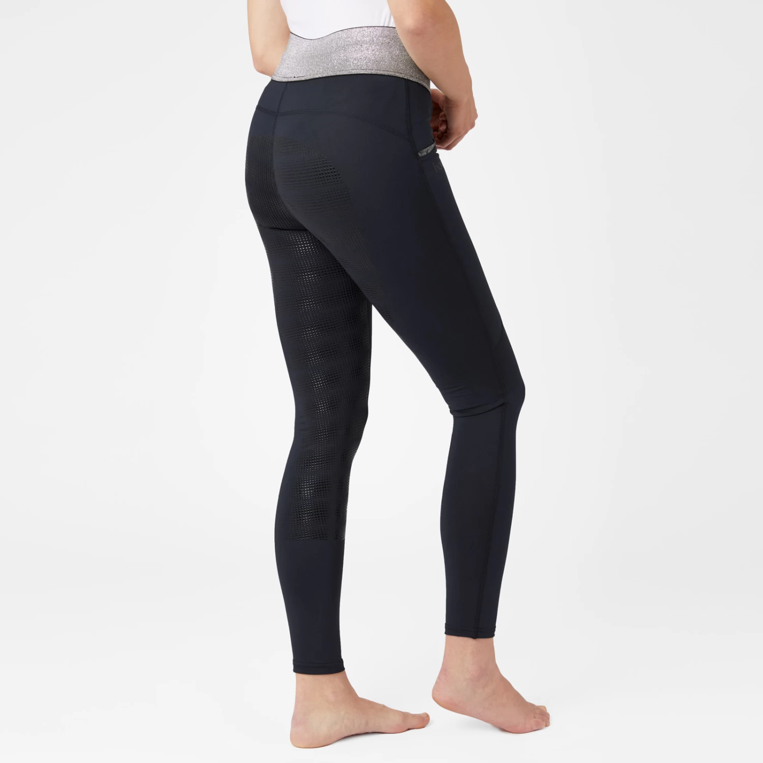 Horze Radiance Womens Tights With Smart Pockets - Dark Blue - Image 3