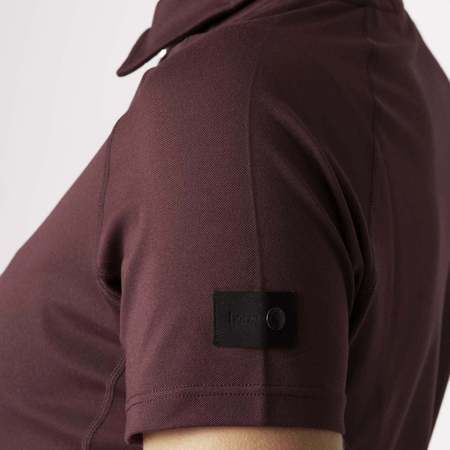 Horze Tiana Womens Pique Shirt W/ Short Sleeves - Red Mahogany Burgundy - Image 2