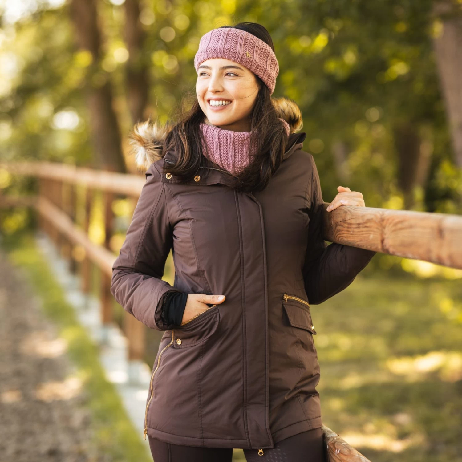 Horze Mikaela Womens Parka Winter Jacket - Chocolate Martini - Image 3