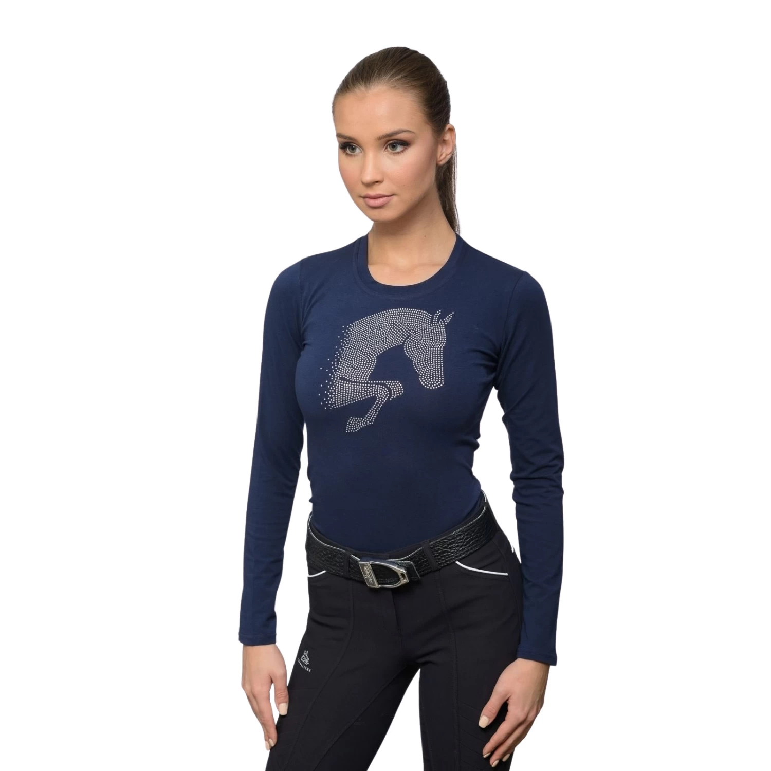 Cavalliera Jumping Star Long Sleeve Cotton Top - Black - Image 3