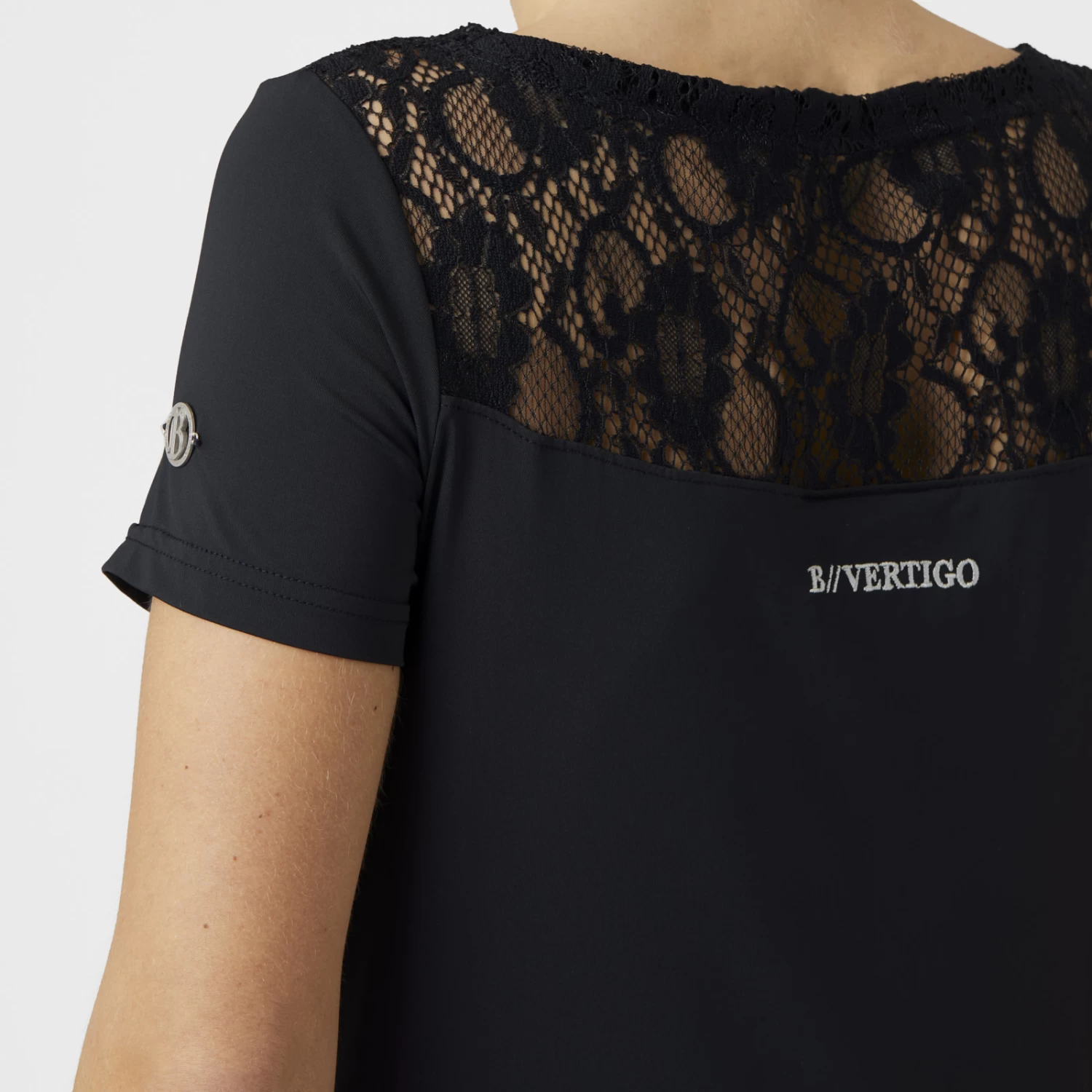 B Vertigo Natalia Womens Boat Neck Shirt With Lace Detail - Dark Navy - Image 4