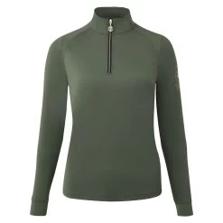 B Vertigo Sidney Womens Long Sleeved Ventilated Half Zip Shirt - Beetle Green