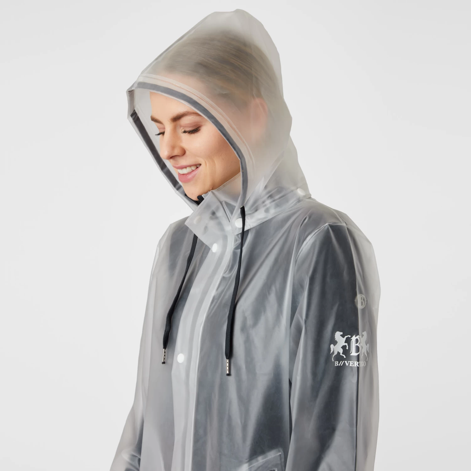 B Vertigo Remi Womens Transparent Rain Coat - Transparent/ Dark Navy - Image 6