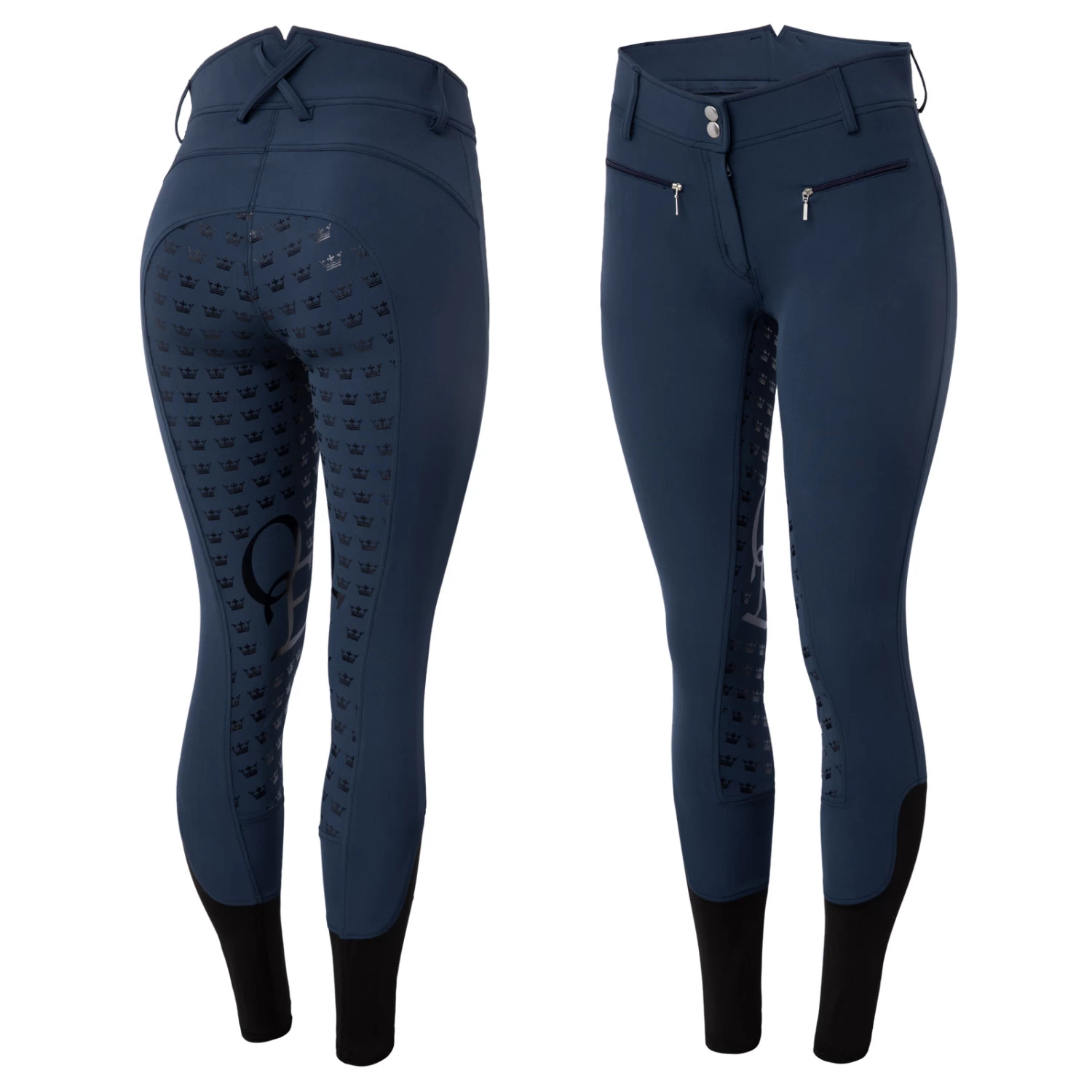 Melody Womens High Waist Micro Silicone Full Seat Breeches - Black - Image 12