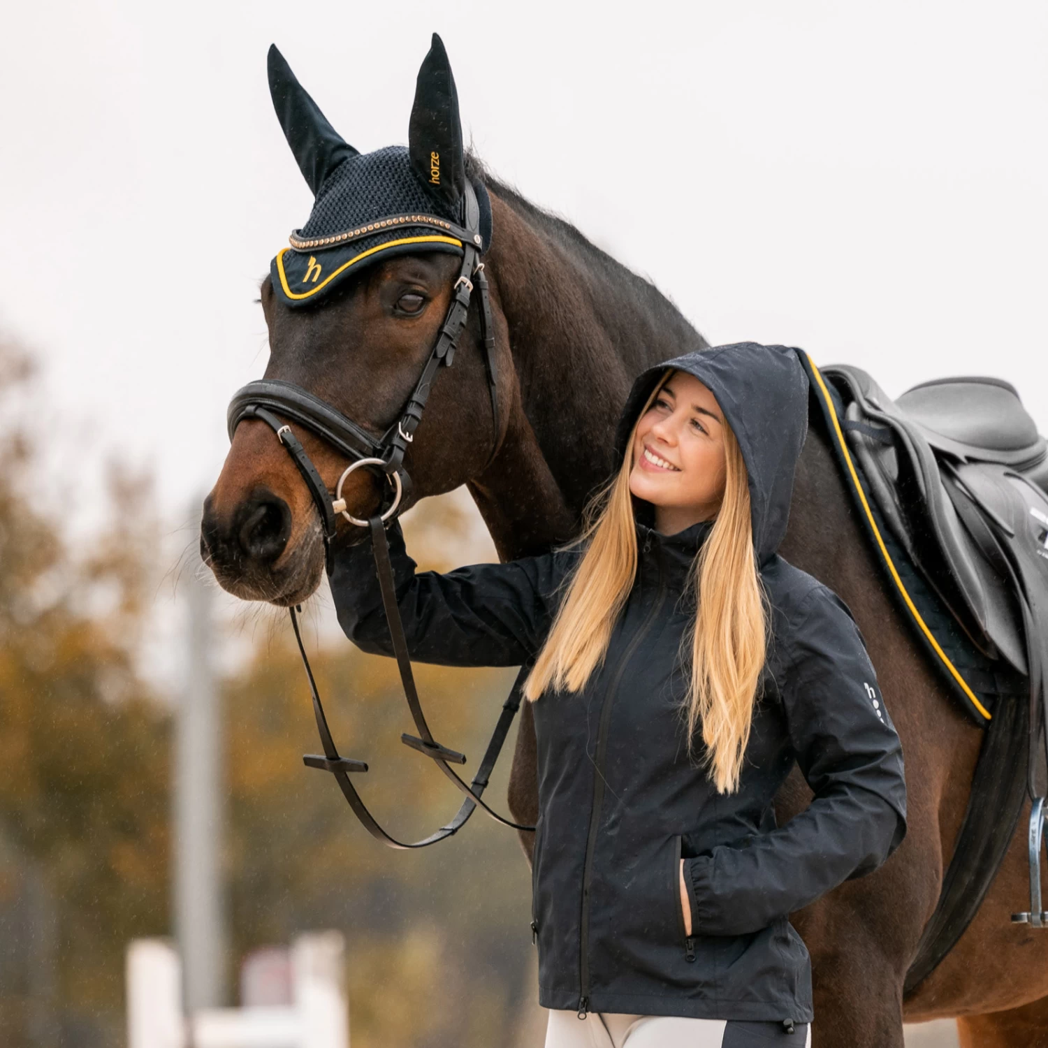 Horze Stella Waterproof Shell Jacket - Dark Navy - Image 3