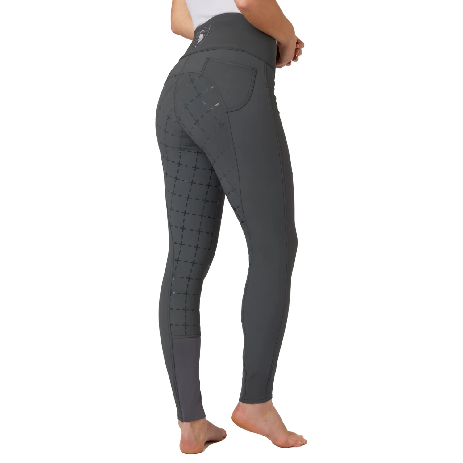 Horze Desiree Womens Silicone Full Seat Hybrid Breeches - Charcoal Grey - Image 4