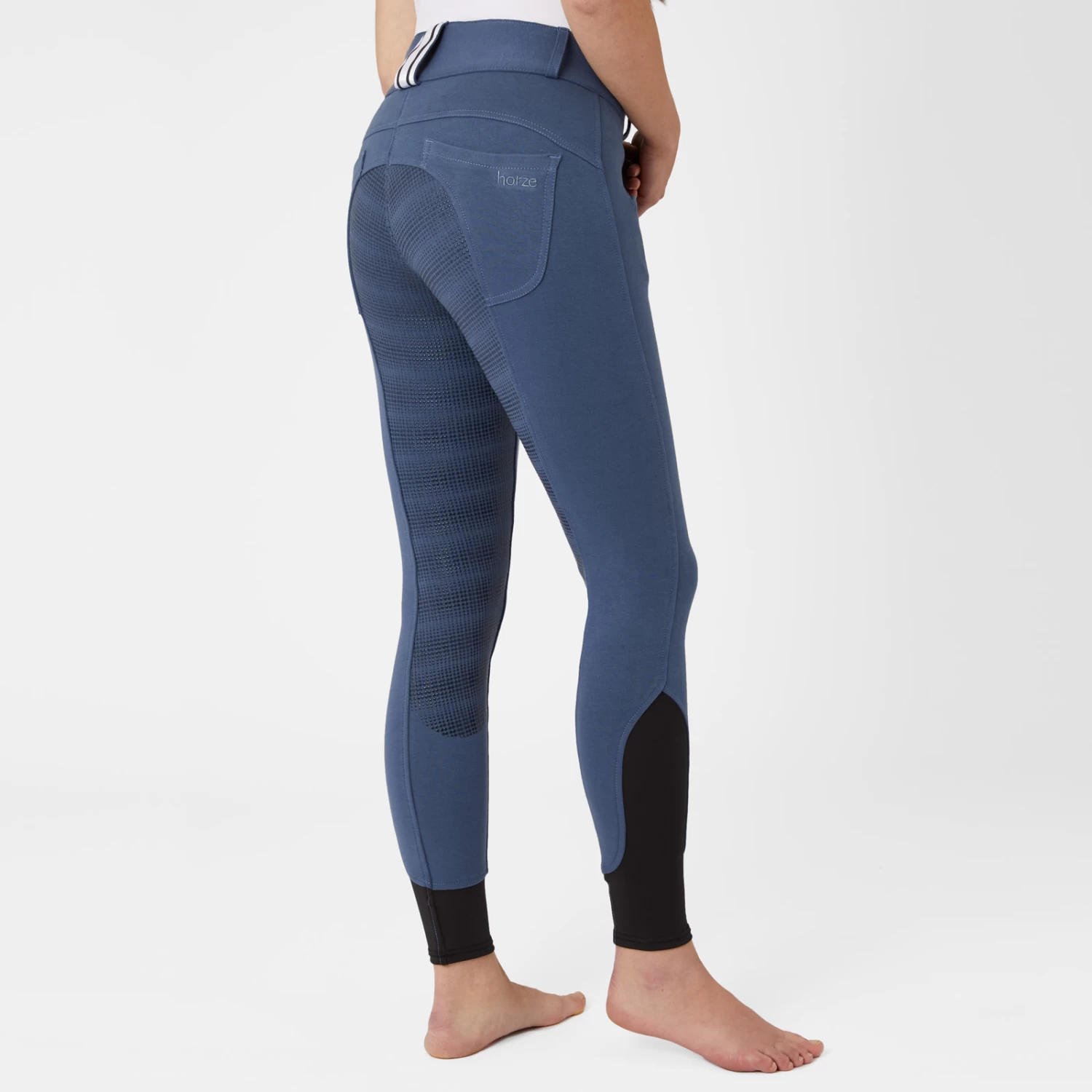 Horze Eden Womens Full Seat Breeches With Elastic Leg - Bearing Sea - Image 4