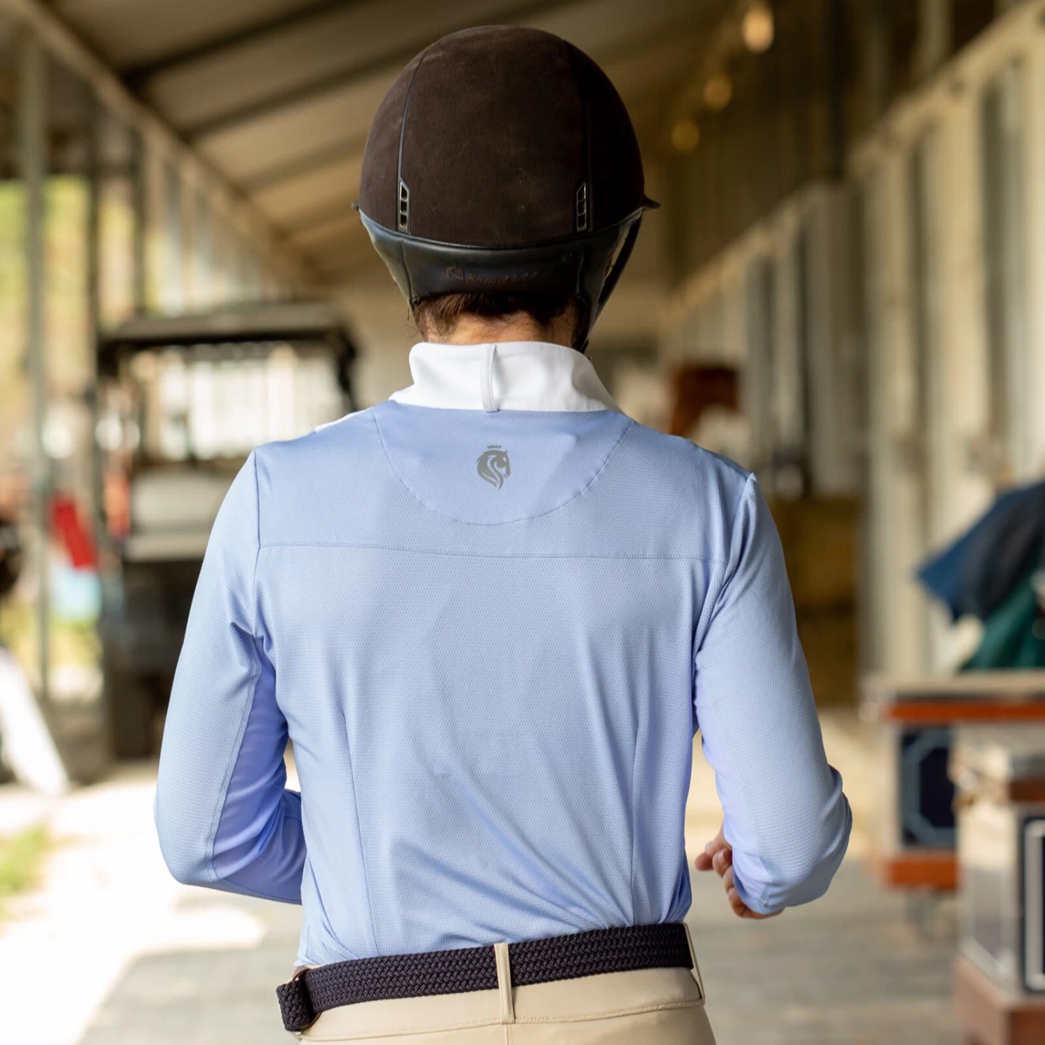 Equinavia Martha Womens Long Sleeved Show Shirt - Light Blue/White - Image 10