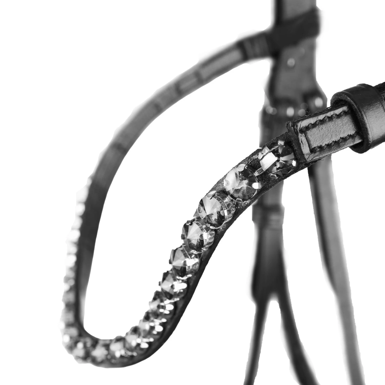 Horze Ergonomic Snaffle Bridle With Curved Crystal Browband - Black/Black - Image 3