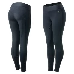 Horze Active Womens Winter Silicone Full Seat Tights W/ Phone Pockets - Dark Navy