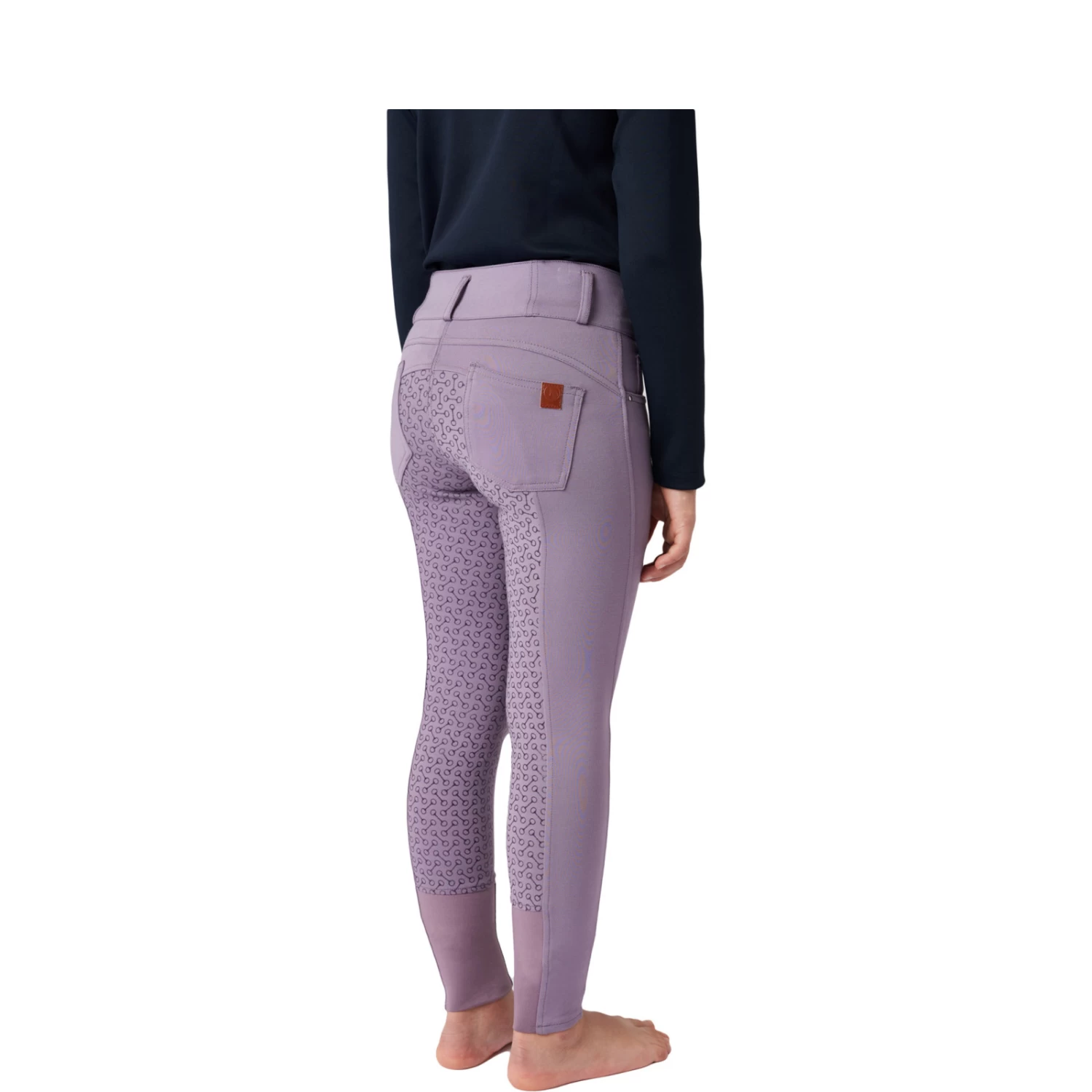 Horze Tara Kids High Waist Full Seat Breeches - Grey Ridge Purple - Image 2