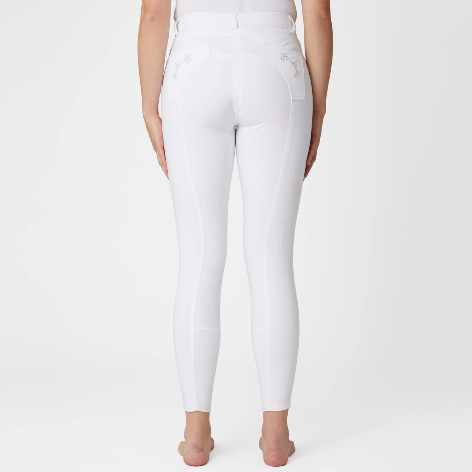 Horze Kaitlin Womens Full Seat Breeches - White - Image 3