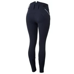 Horze Della Womens High Waist Knee Grip Breeches W Piping Tap - Dark Navy